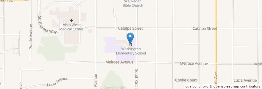 Mapa de ubicacion de Washington Elementary School en États-Unis D'Amérique, Illinois, Waukegan.