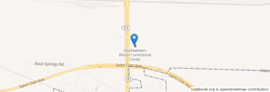 Mapa de ubicacion de Southwestern Illinois Correctional Center en ایالات متحده آمریکا, ایلینوی, Washington Park.