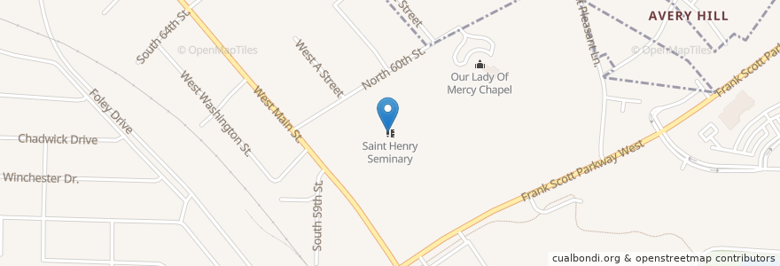 Mapa de ubicacion de Saint Henry Seminary en United States, Illinois, Belleville.