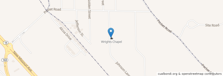 Mapa de ubicacion de Wrights Chapel en United States, Illinois.