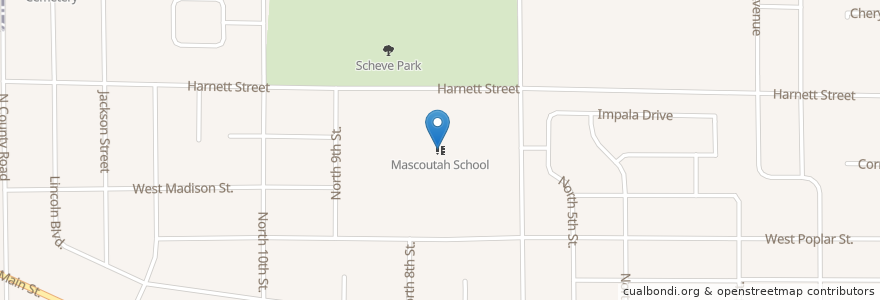 Mapa de ubicacion de Mascoutah School en Estados Unidos De América, Illinois, Mascoutah.