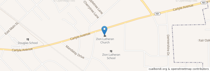 Mapa de ubicacion de Zion Lutheran Church en Vereinigte Staaten Von Amerika, Illinois, Belleville.