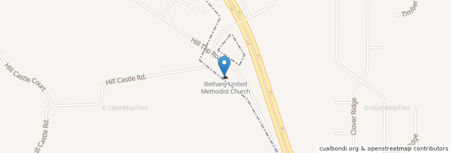 Mapa de ubicacion de Bethany United Methodist Church en الولايات المتّحدة الأمريكيّة, إلينوي, Monroe County.