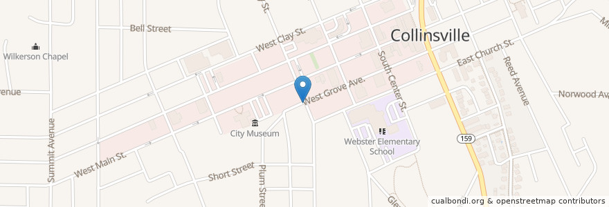 Mapa de ubicacion de Collinsville United Methodist Church en الولايات المتّحدة الأمريكيّة, إلينوي, Collinsville.