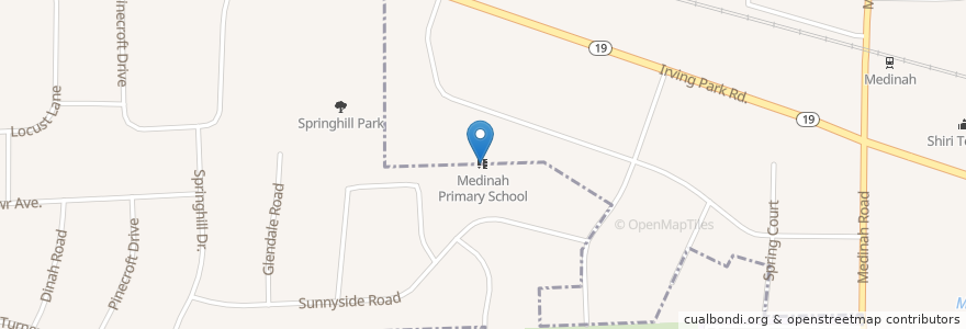 Mapa de ubicacion de Medinah Primary School en 미국, 일리노이, Dupage County, Roselle.