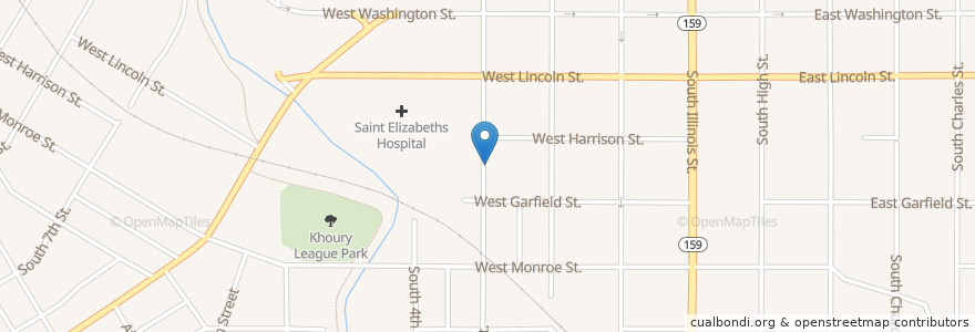 Mapa de ubicacion de Saint Elizabeth Catholic Church en Estados Unidos Da América, Illinois, Belleville.
