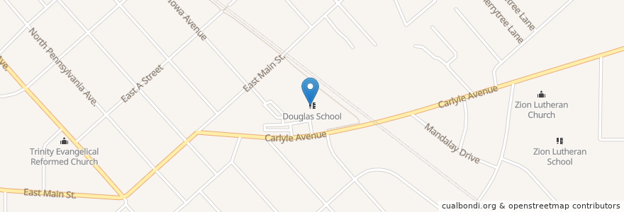 Mapa de ubicacion de Douglas Elementary School en アメリカ合衆国, イリノイ州, Belleville.