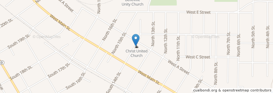 Mapa de ubicacion de Christ United Church en Соединённые Штаты Америки, Иллинойс, Belleville.