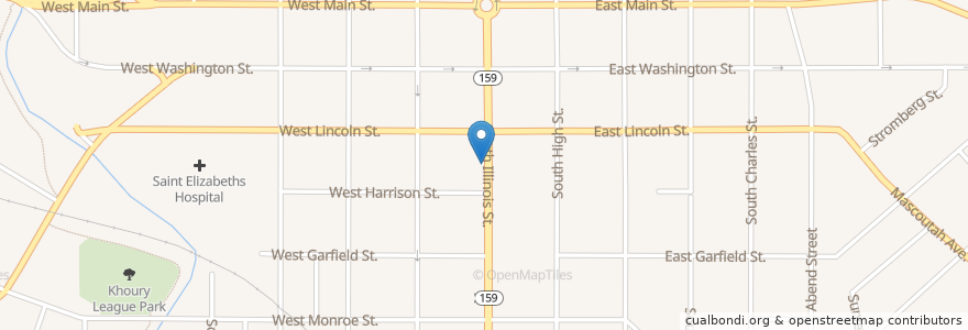Mapa de ubicacion de Belleville Central High School en United States, Illinois, Belleville.