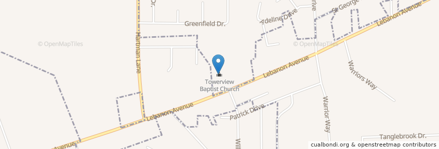 Mapa de ubicacion de Towerview Baptist Church en United States, Illinois, Shiloh.