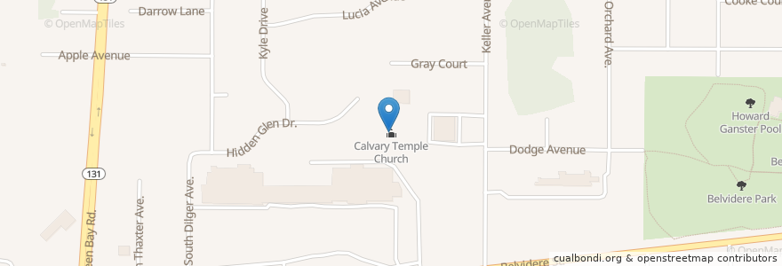 Mapa de ubicacion de Calvary Temple Church en États-Unis D'Amérique, Illinois, Waukegan.