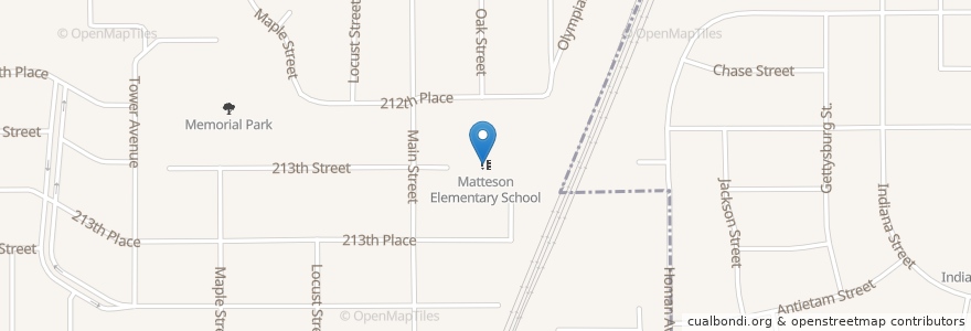 Mapa de ubicacion de Matteson Elementary School en 美利坚合众国/美利堅合眾國, 伊利诺伊州 / 伊利諾州, Matteson.