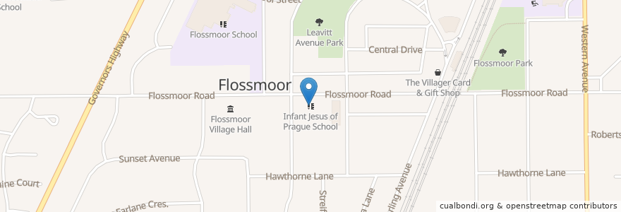 Mapa de ubicacion de Infant Jesus of Prague School en United States, Illinois, Flossmoor.