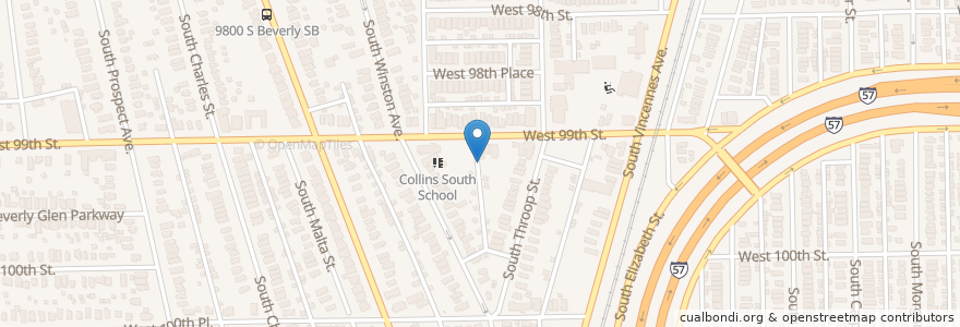 Mapa de ubicacion de Marra Collins South Preparatory School en Vereinigte Staaten Von Amerika, Illinois, Chicago.