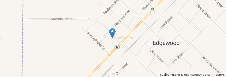 Mapa de ubicacion de Edgewood Post Office en アメリカ合衆国, イリノイ州, Effingham County, Edgewood.