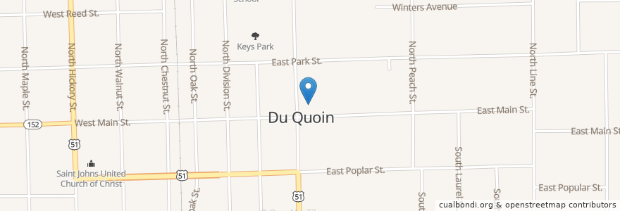 Mapa de ubicacion de Du Quoin Post Office en United States, Illinois, Perry County, Du Quoin.