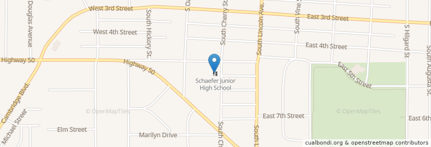 Mapa de ubicacion de Schaefer Junior High School en Stati Uniti D'America, Illinois.