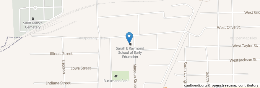 Mapa de ubicacion de Sarah E Raymond School of Early Education en États-Unis D'Amérique, Illinois, Mclean County, Bloomington.