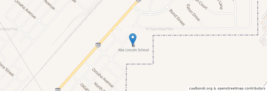 Mapa de ubicacion de Abe Lincoln School en Verenigde Staten, Illinois, Logan County, Lincoln.