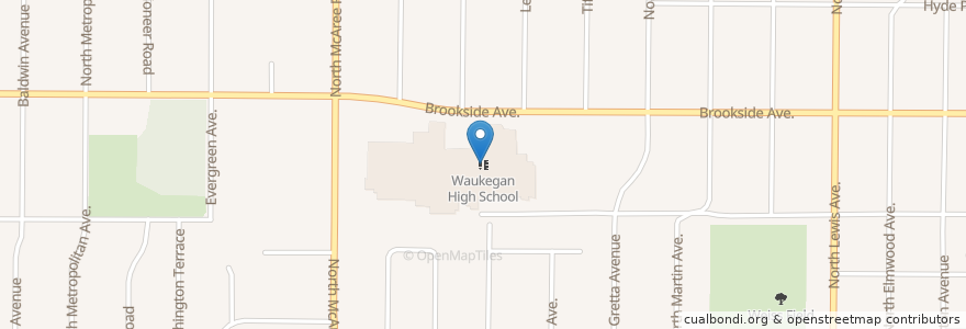 Mapa de ubicacion de Waukegan High School en Соединённые Штаты Америки, Иллинойс, Уокеган.
