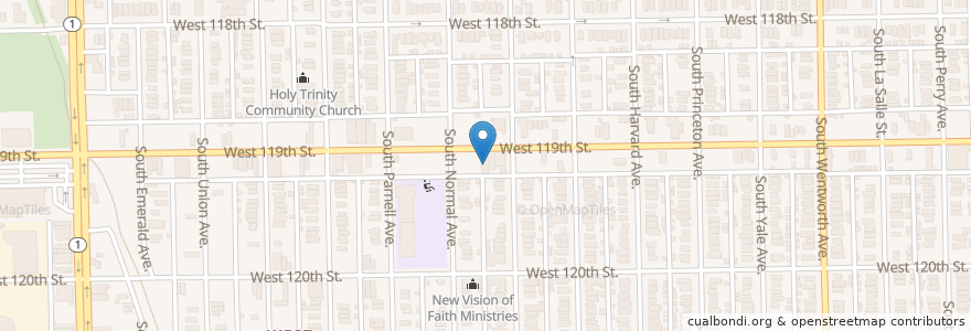 Mapa de ubicacion de Christ Fellowship Church en Amerika Birleşik Devletleri, Illinois, Chicago.
