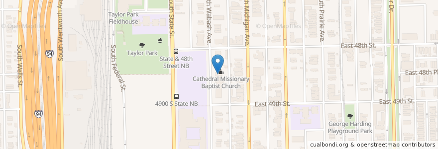Mapa de ubicacion de Cathedral Missionary Baptist Church en ایالات متحده آمریکا, ایلینوی, شیکاگو.