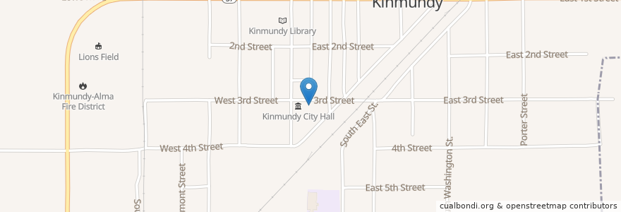 Mapa de ubicacion de Kinmundy Post Office en Соединённые Штаты Америки, Иллинойс, Marion County, Kinmundy.