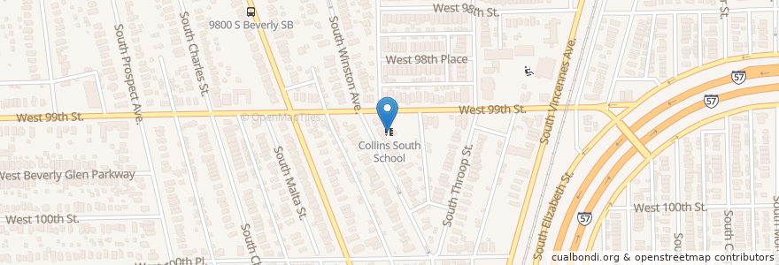Mapa de ubicacion de Collins South School en Estados Unidos De América, Illinois, Chicago.