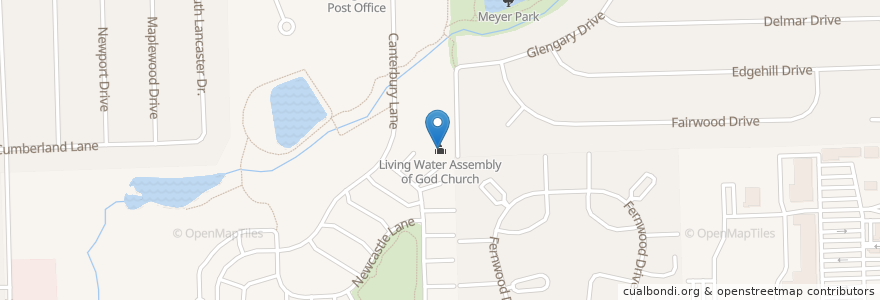 Mapa de ubicacion de Living Water Assembly of God Church en ایالات متحده آمریکا, ایلینوی, Will County, Bolingbrook.