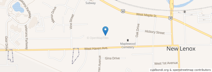 Mapa de ubicacion de United Methodist Church of New Lenox en United States, Illinois, Will County, New Lenox.
