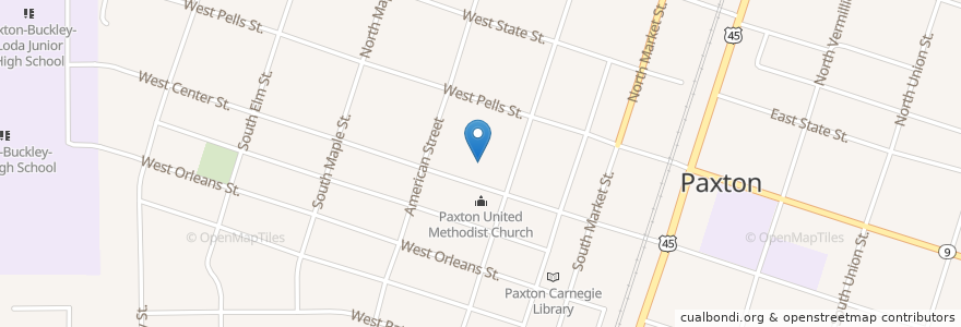 Mapa de ubicacion de Federated Church en الولايات المتّحدة الأمريكيّة, إلينوي, Ford County, Paxton.