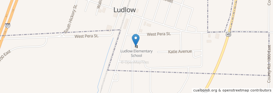 Mapa de ubicacion de Ludlow Elementary School en United States, Illinois, Champaign County, Ludlow.