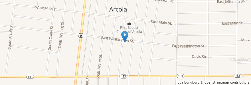 Mapa de ubicacion de Saint Johns Catholic Church en Amerika Syarikat, Illinois, Douglas County, Arcola.