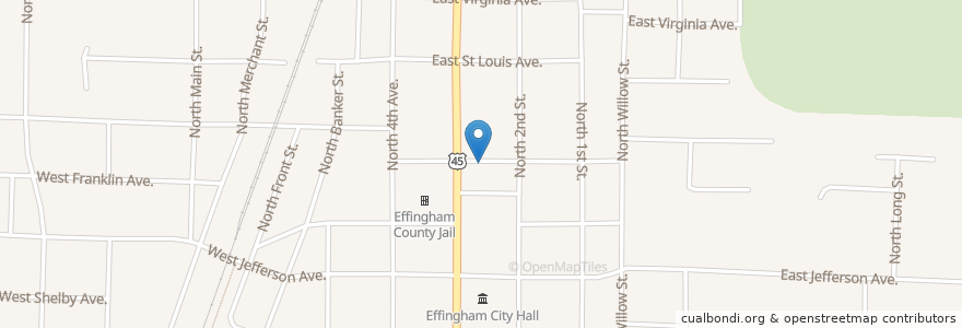 Mapa de ubicacion de Effingham Post Office en Estados Unidos Da América, Illinois, Effingham County, Effingham.