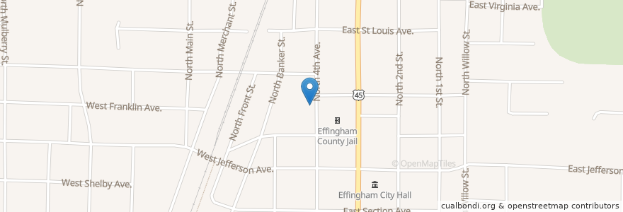 Mapa de ubicacion de United Pentecostal Church en Amerika Birleşik Devletleri, Illinois, Effingham County, Effingham.