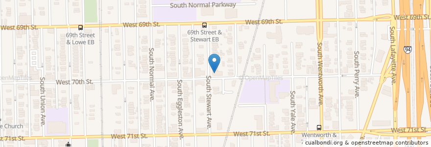 Mapa de ubicacion de Antioch Baptist Church South en United States, Illinois, Chicago.