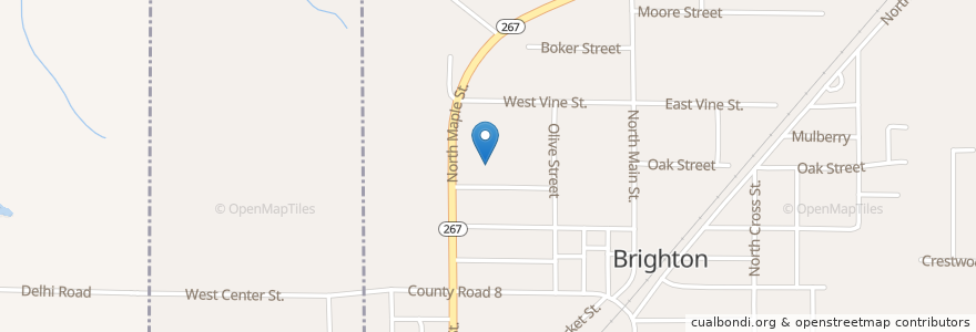 Mapa de ubicacion de Brighton West Elementary School en Vereinigte Staaten Von Amerika, Illinois, Brighton, Macoupin County.
