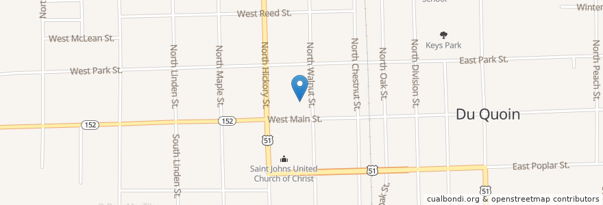 Mapa de ubicacion de Sacred Heart Catholic Church en États-Unis D'Amérique, Illinois, Perry County, Du Quoin.