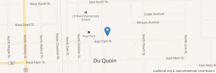 Mapa de ubicacion de First Baptist Church en United States, Illinois, Perry County, Du Quoin.