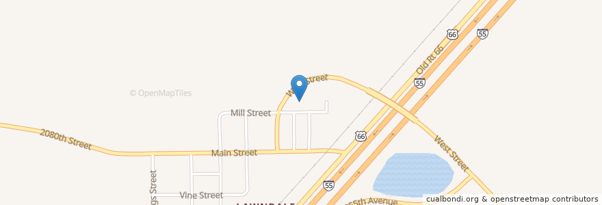 Mapa de ubicacion de Lawndale Post Office en 미국, 일리노이, Logan County.
