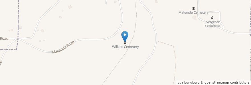 Mapa de ubicacion de Wilkins Cemetery en Соединённые Штаты Америки, Иллинойс, Jackson County, Makanda.