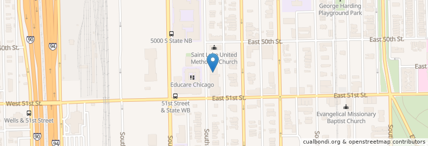 Mapa de ubicacion de Forrestville Hyde Park Congregation of Jehovah Witnesses en Verenigde Staten, Illinois, Chicago.