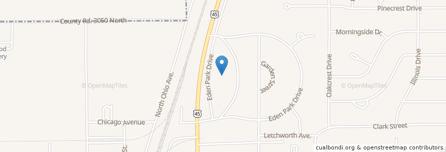 Mapa de ubicacion de Eden Cemetery en Stati Uniti D'America, Illinois, Champaign County, Rantoul.