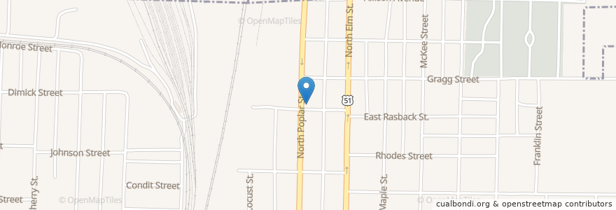 Mapa de ubicacion de New Harmony Baptist Church en Amerika Syarikat, Illinois, Marion County.