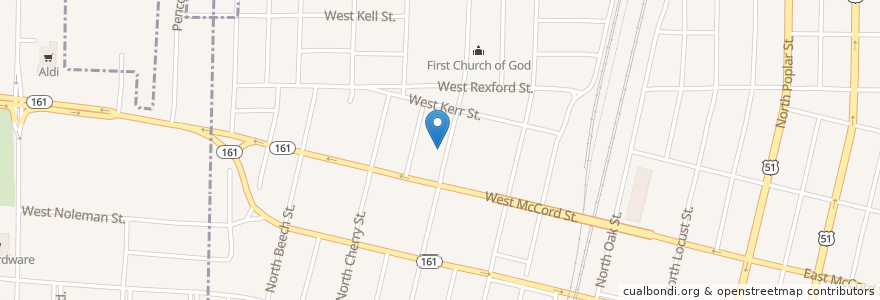 Mapa de ubicacion de Seventh Day Adventist Church en États-Unis D'Amérique, Illinois, Centralia, Marion County.