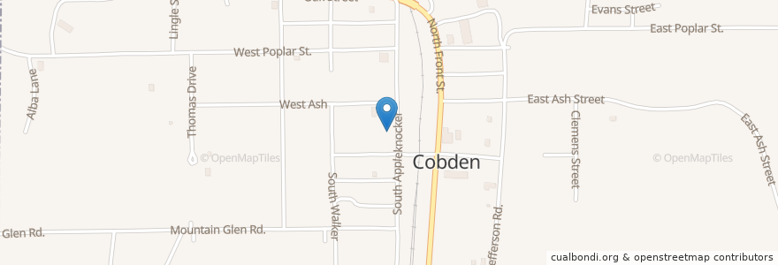 Mapa de ubicacion de Cobden Post Office en Stati Uniti D'America, Illinois, Union County, Cobden.
