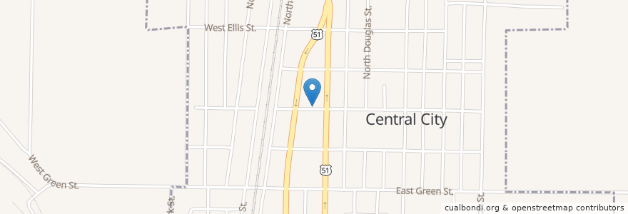 Mapa de ubicacion de Central City United Methodist Church en United States, Illinois, Marion County, Central City.