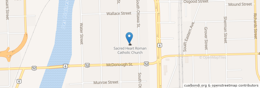Mapa de ubicacion de Sacred Heart Roman Catholic Church en Соединённые Штаты Америки, Иллинойс, Will County, Joliet.