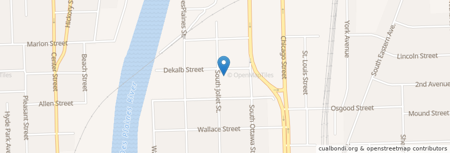 Mapa de ubicacion de Second Baptist Church en United States, Illinois, Will County, Joliet.