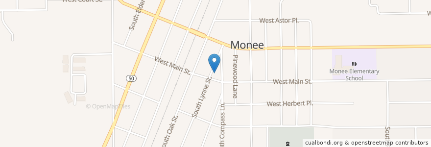 Mapa de ubicacion de Monee Post Office en Verenigde Staten, Illinois, Will County, Monee.
